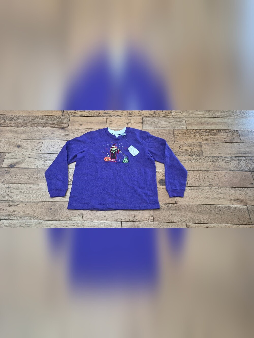 Vintage New White Stag Miss Spell Halloween Sweater Purple size Large